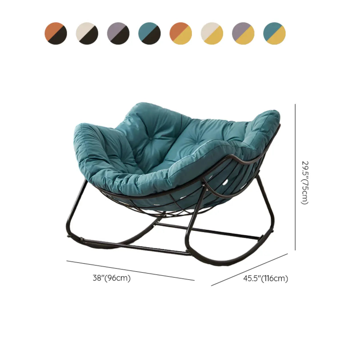 Dark Blue Waterproof Tufted Rocking Chair