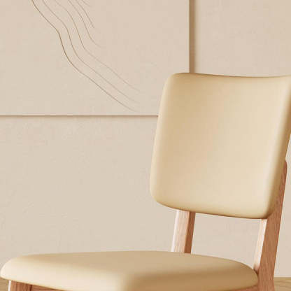 Minimalist Square Wood Leather Armless Chair