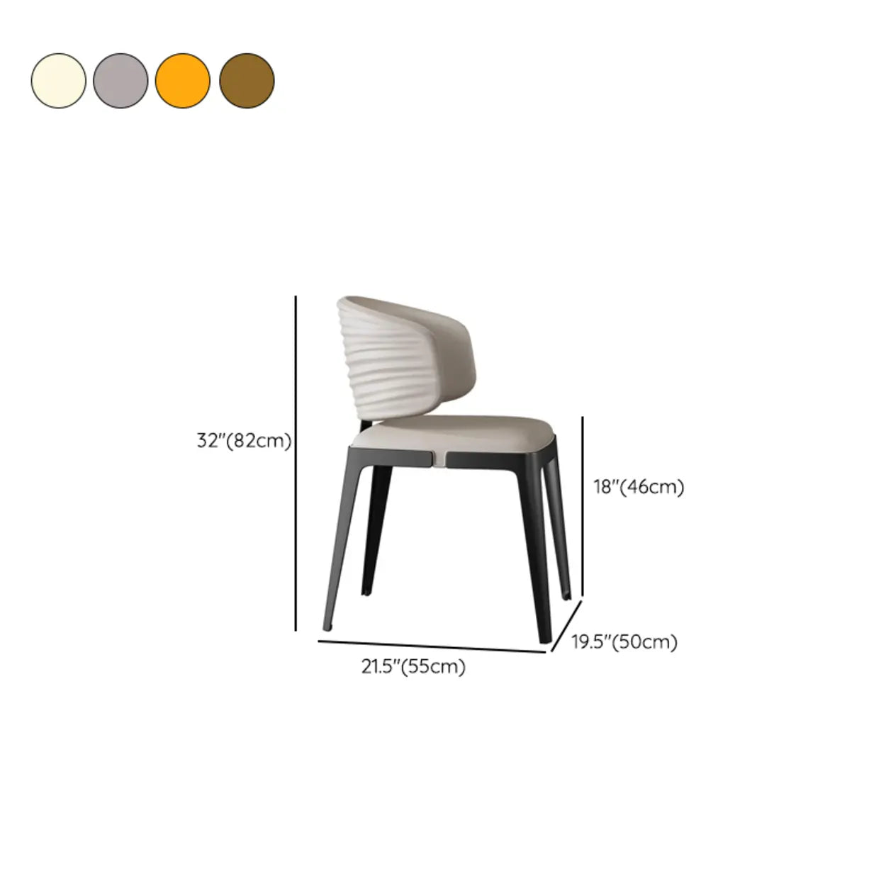 Modern Glam Pleated Faux Leather Dining Chair