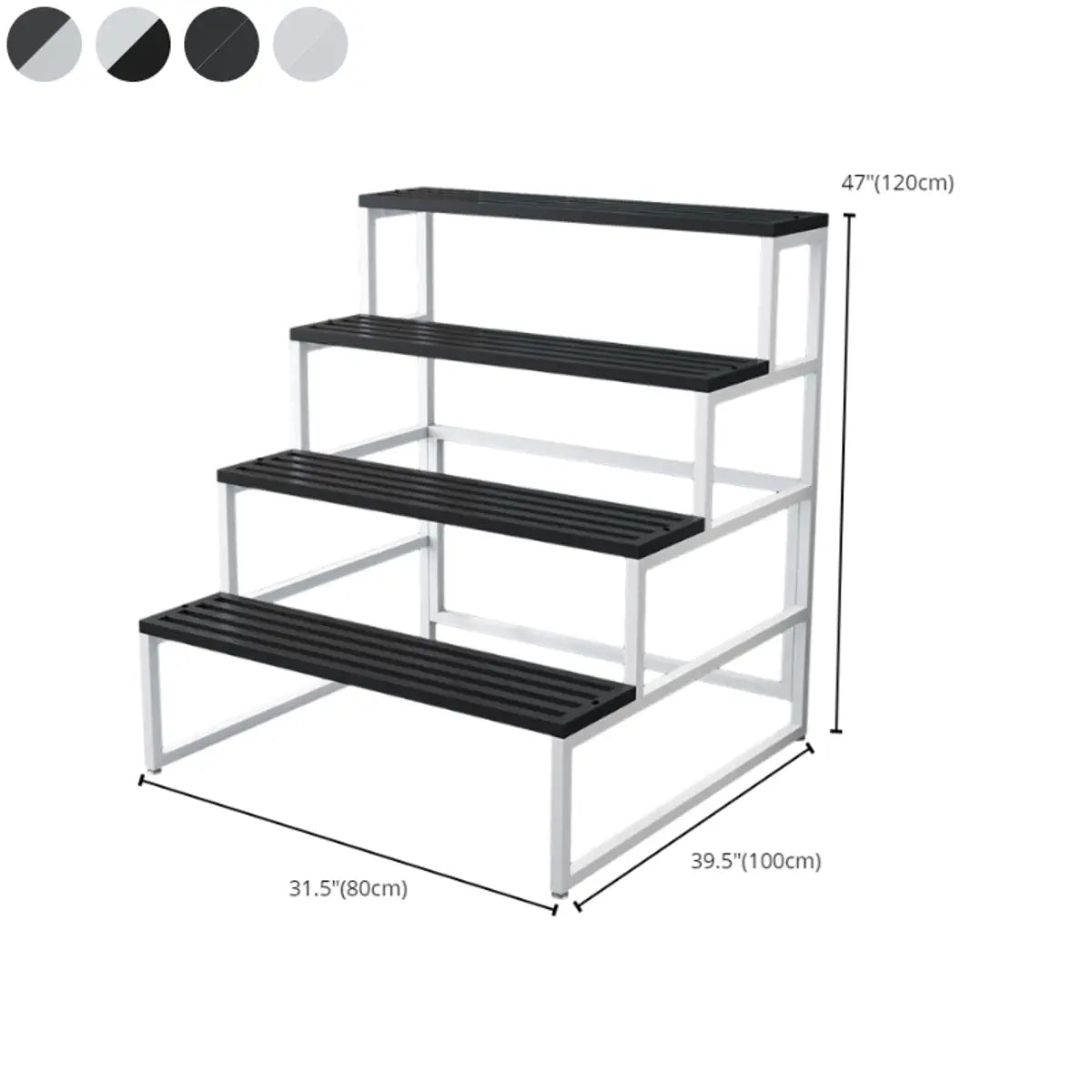 Modern Black Metal Rectangular Crate Plant Stand — White-Black
