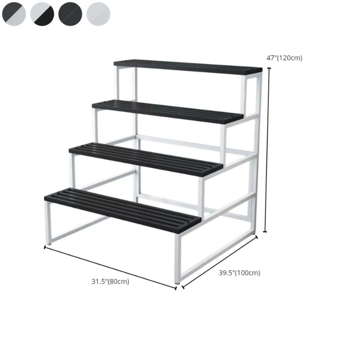 Modern Black Metal Rectangular Crate Plant Stand — White-Black