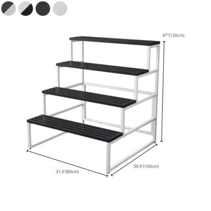 Modern Black Metal Rectangular Crate Plant Stand — White-Black
