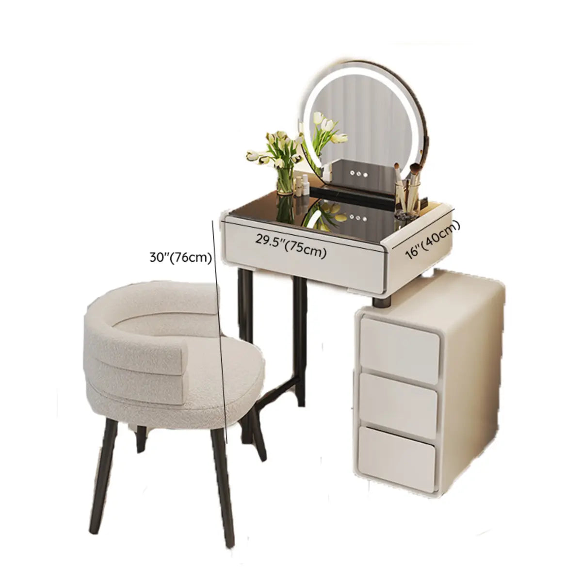 Modern Rectangular Bedroom LED Light Mirror Makeup Vanity #size