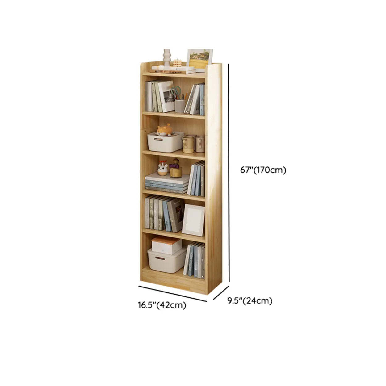 Rustic Natural Wooden Storage Bookcase