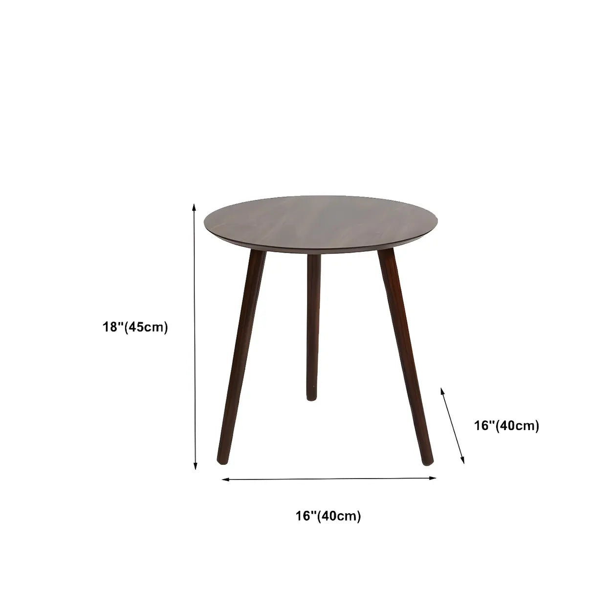 Simple Round Espresso Wood Three-Leg End Table