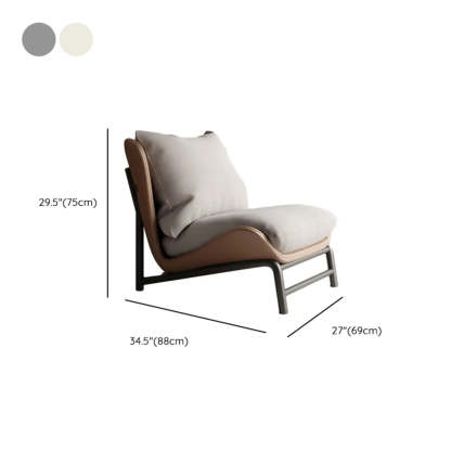 Modern Curved Leather Pillow Back Accent Chair