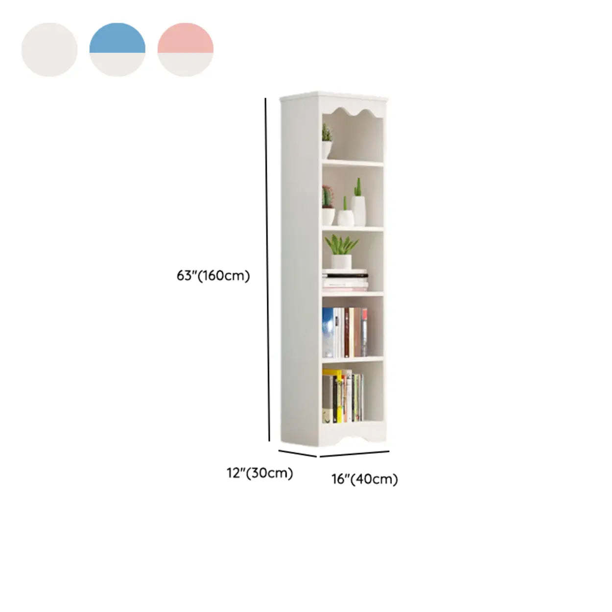 Modern Closed-Back Narrow Kids Bookcase