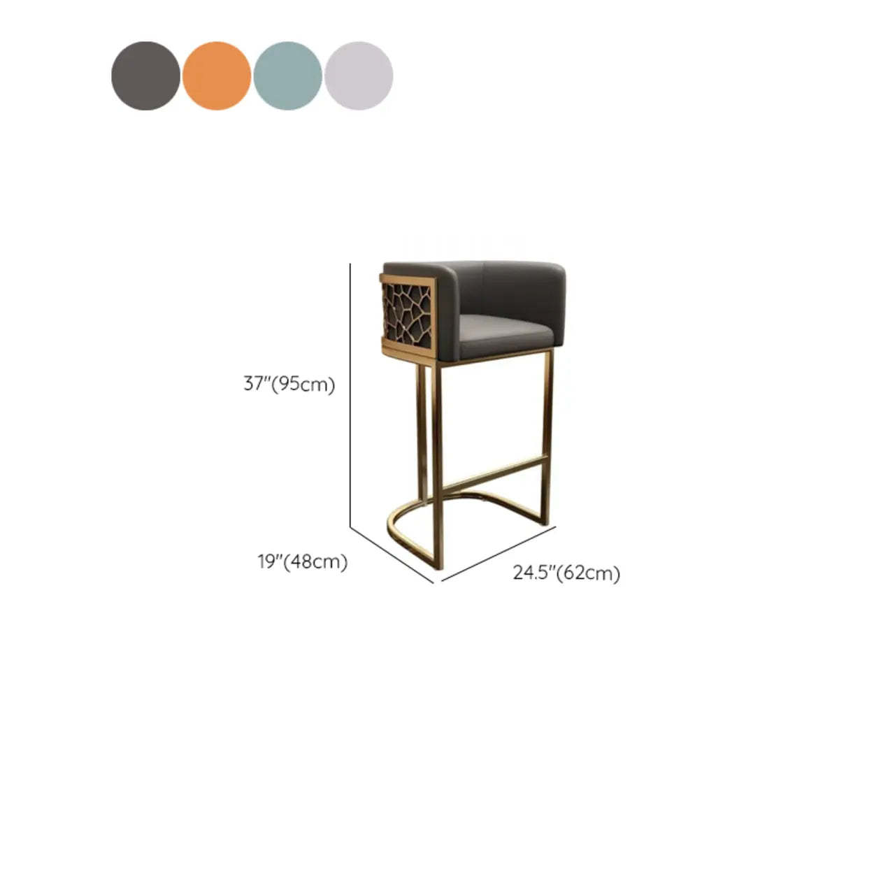 Glam Gold Metal Sled Leather Bar Stool