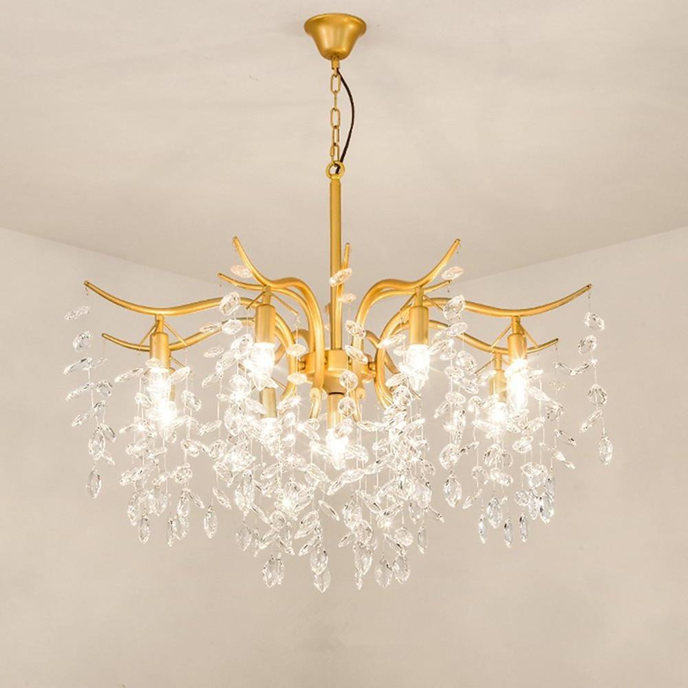Metal Crystal LED Modern Chandelier Hanging Lamp Pendant Light Island Lights-Lighom
