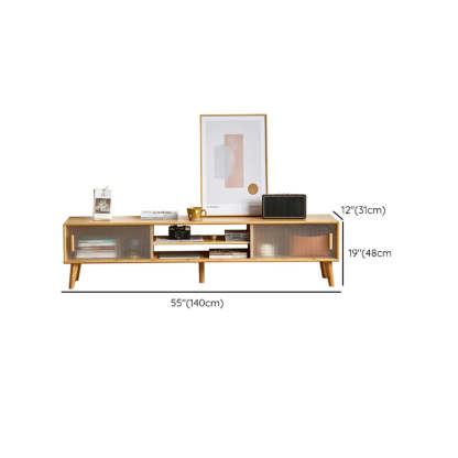 Natural Wood Rectangle Open Storage TV Stand