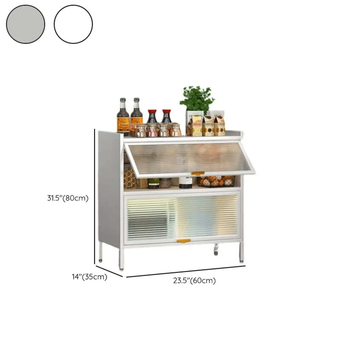 White Rust Resistant Steel Baker's Rack with Cabinet — Grey
