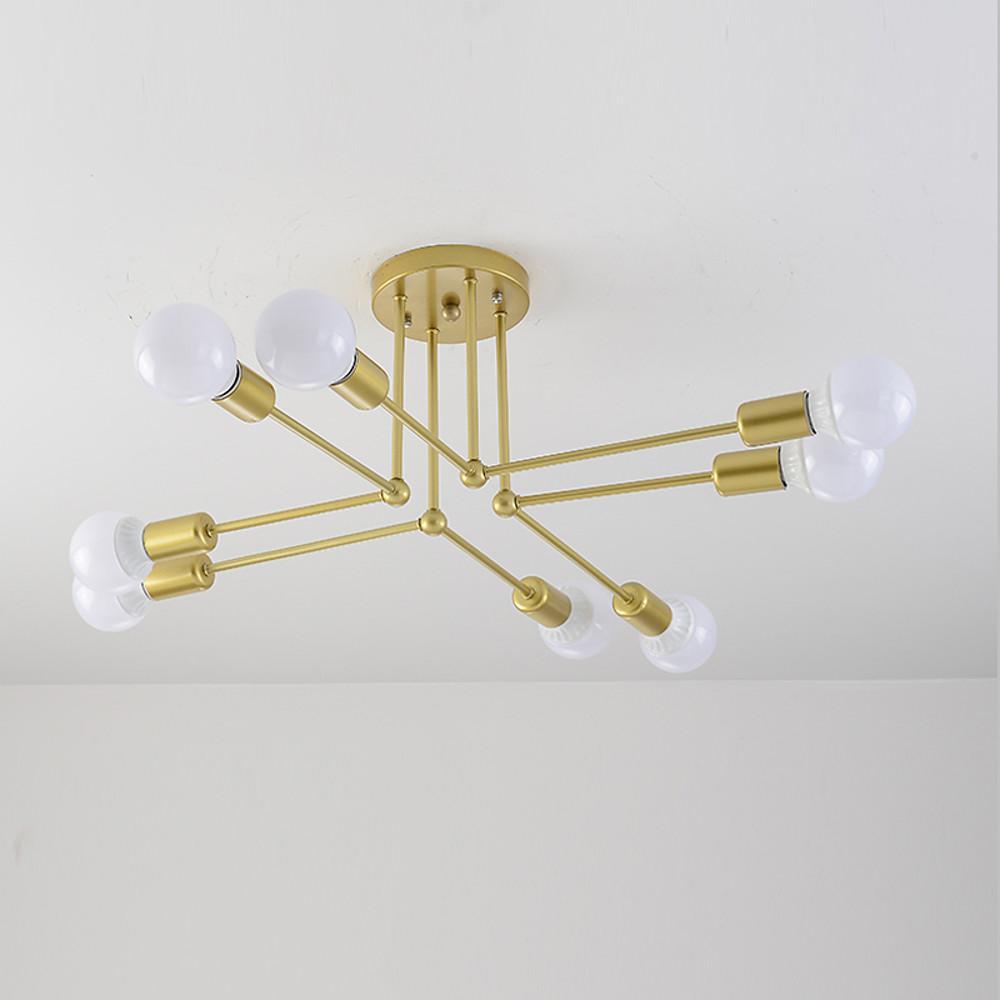 8 Light Modern Linear Gold Flush Mount Light Metal LED Ceiling Light-Lighom