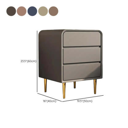 Modern Cream Leather Nightstand with Gold Legs — Blue