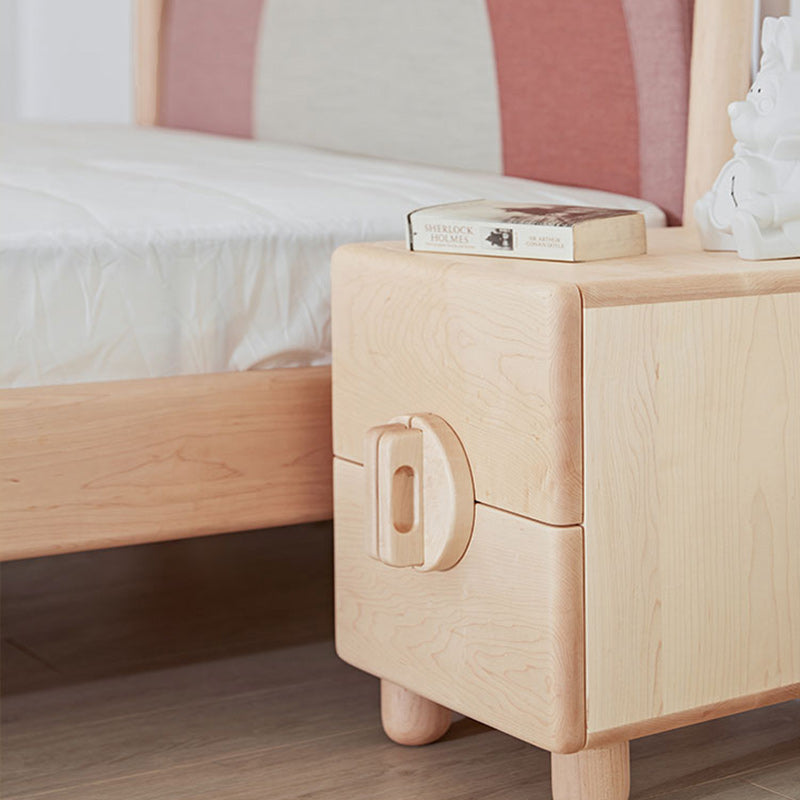 Nordic Maple Wood Knob 2-Drawer Nightstand