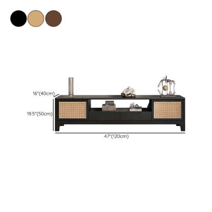 Bohemian Wood Rectangle Open Cabinet TV Stand