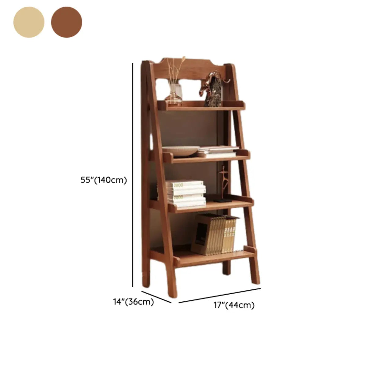 Scandinavian Narrow Ladder Corner Wood Bookshelf