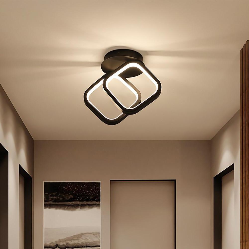 Lighom minimalist two-ring black flush mount lighting — Warm White (3000K) / Matte Black
