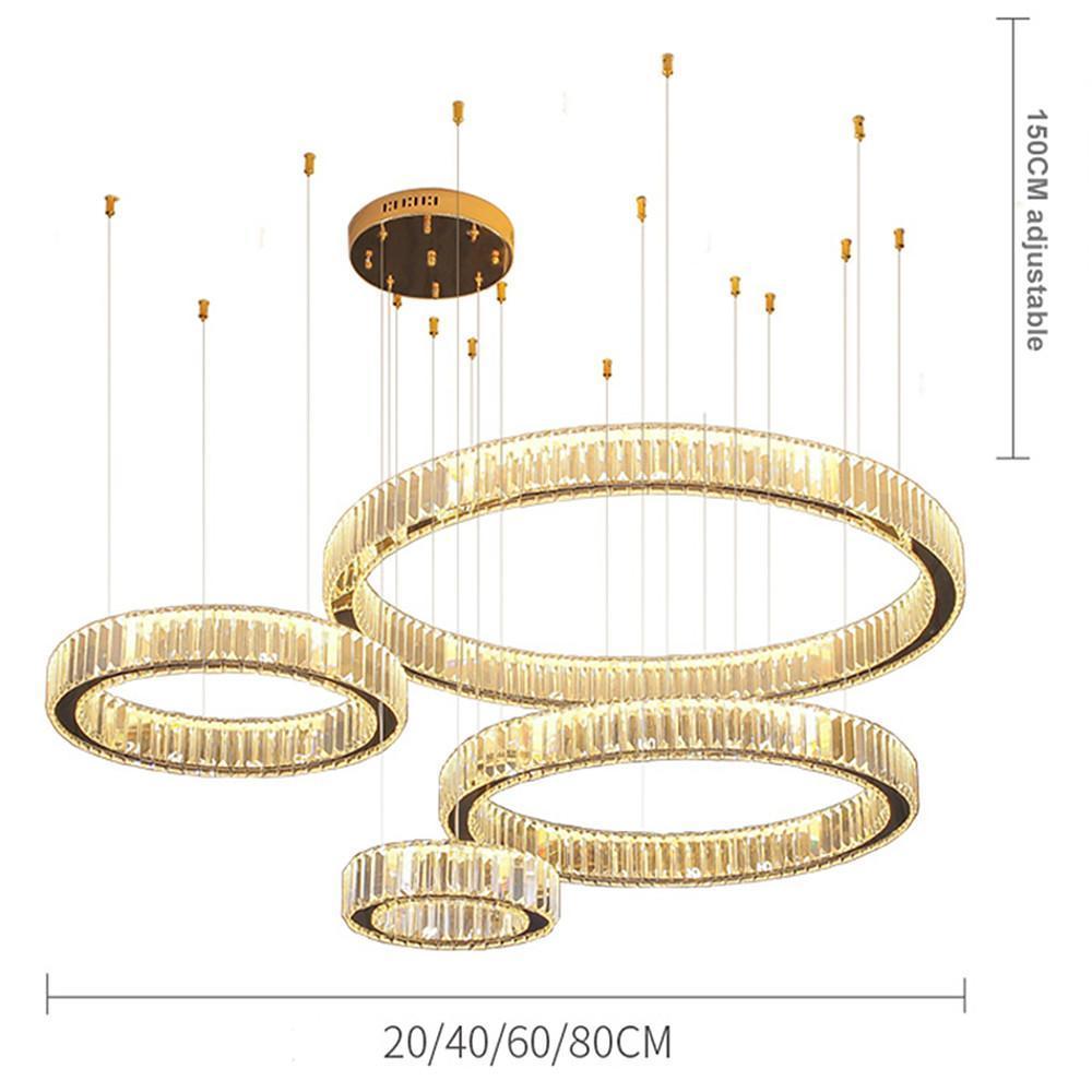 4-Ring Gold Large Chandeliers for Foyer Modern Crystal Chandelier-Lighom
