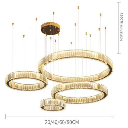 4-Ring Gold Large Chandeliers for Foyer Modern Crystal Chandelier-Lighom