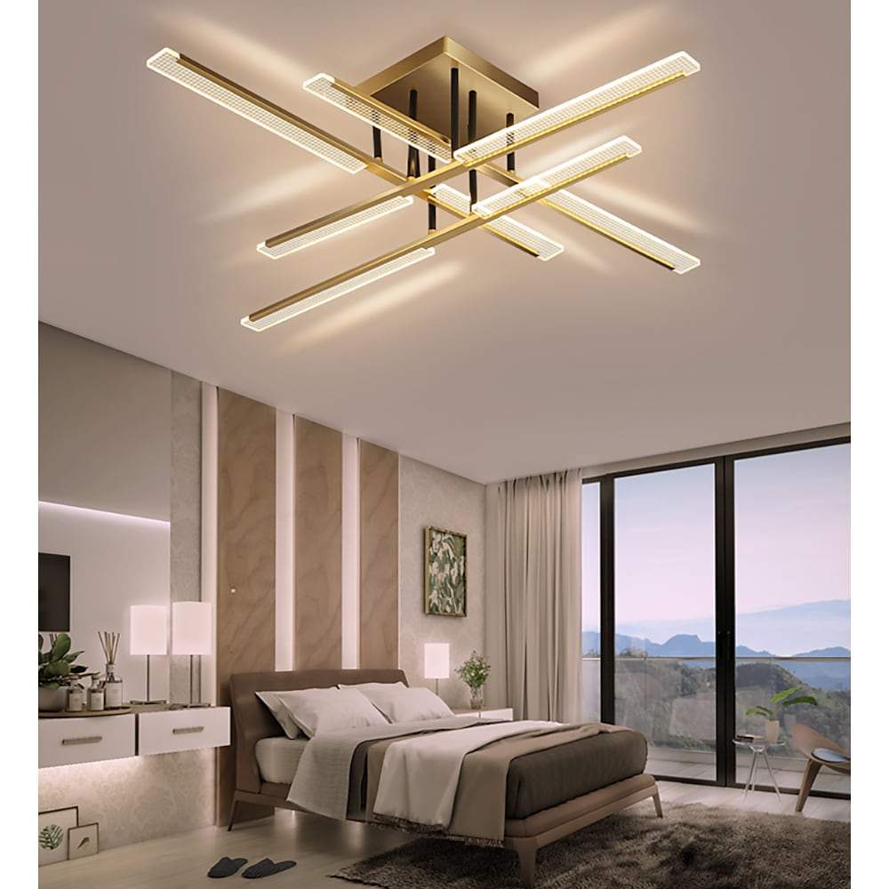 Linear Display Ornate Metal LED Flush Mount Ceiling Light for Living Room-Lighom