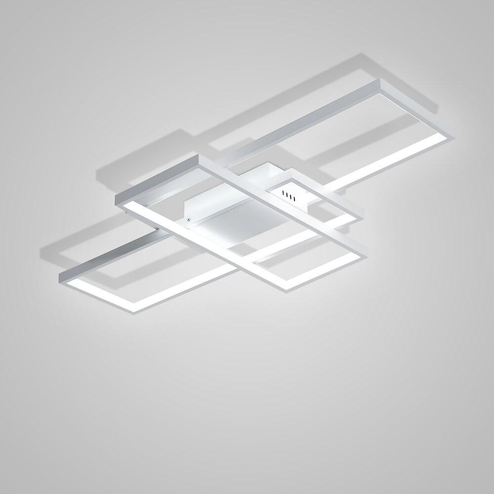 Multi Rectangle Large Flush Mount Ceiling Light with 3 Integrated Tiered Lights-Lighom