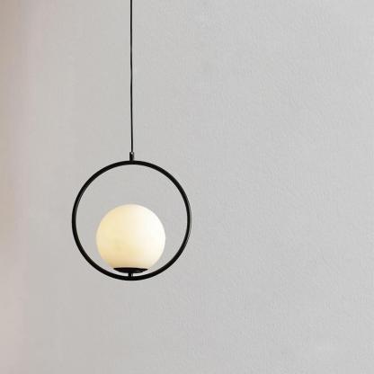 Opal Glass Ball Suspended Circle Metal Pendant