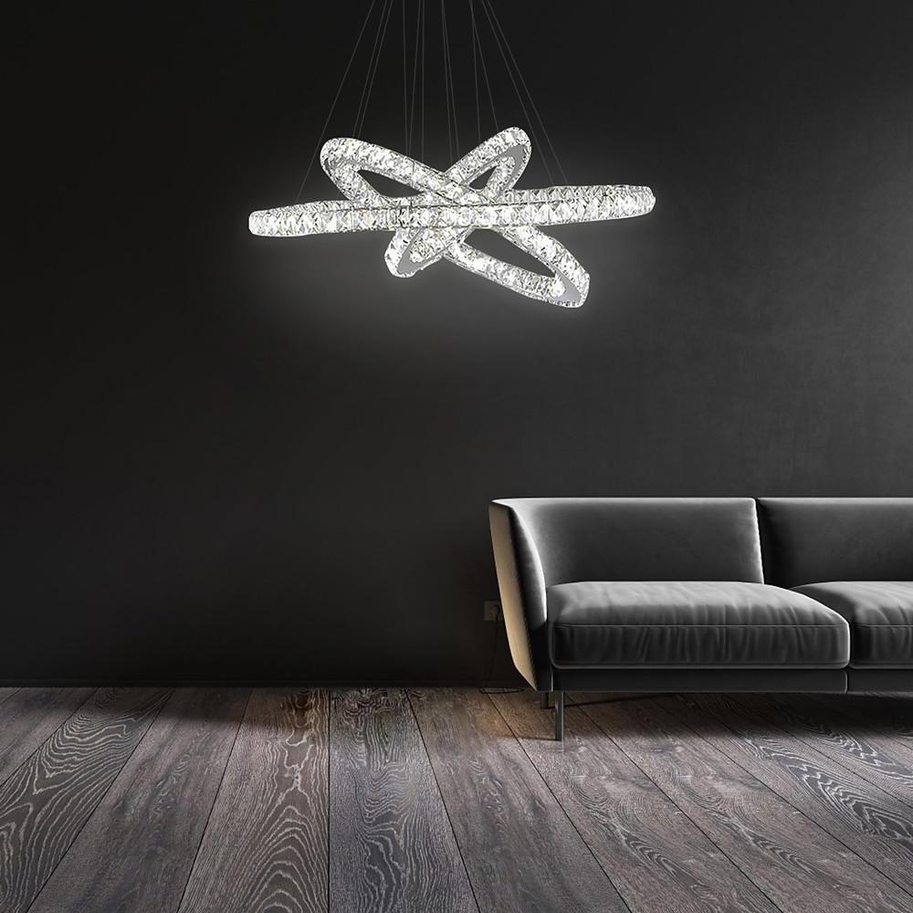 Interwoven Geometrical Circle Crystal Chandeliers for Living Room-Lighom