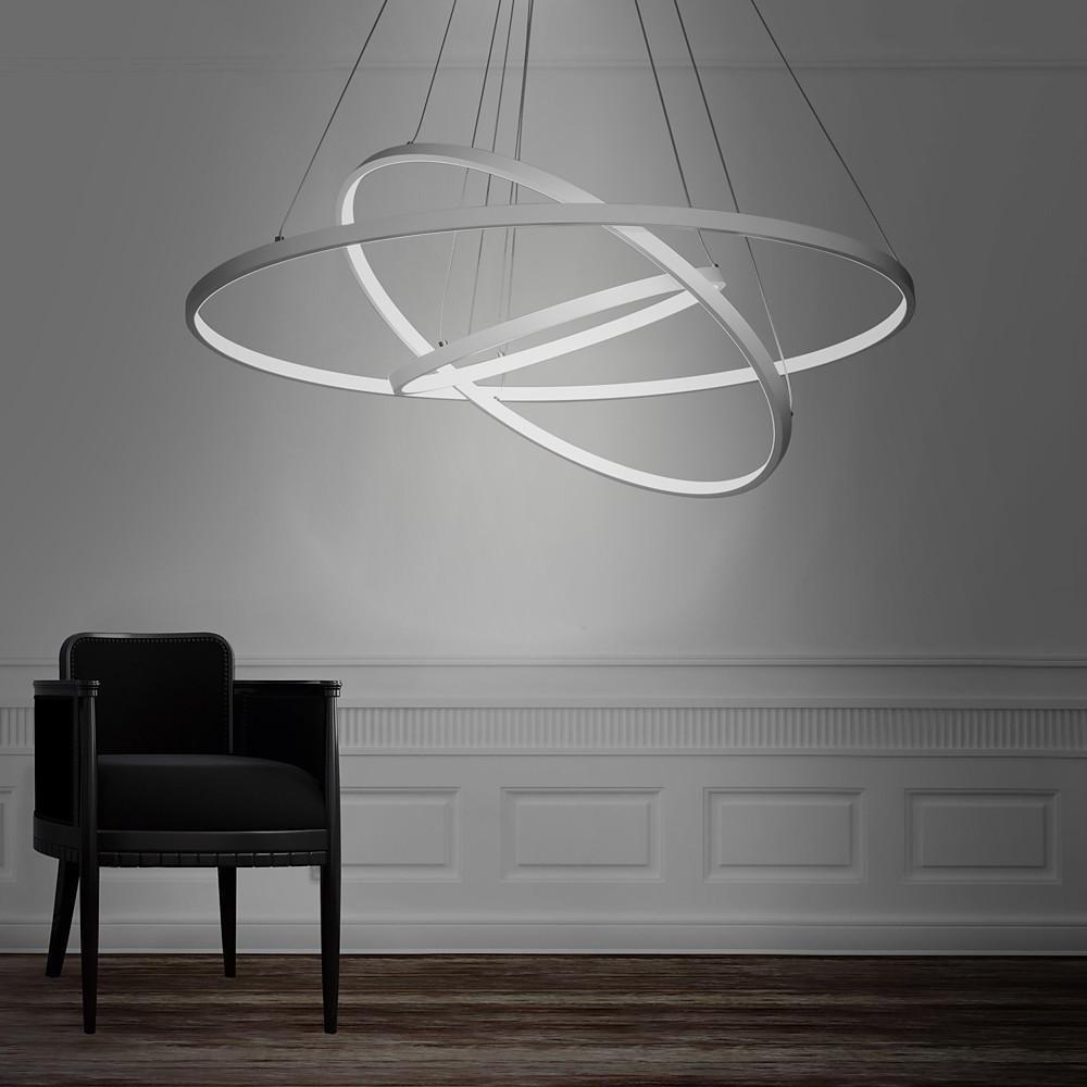 Modern ring interweaved white chandeliers in synthetic