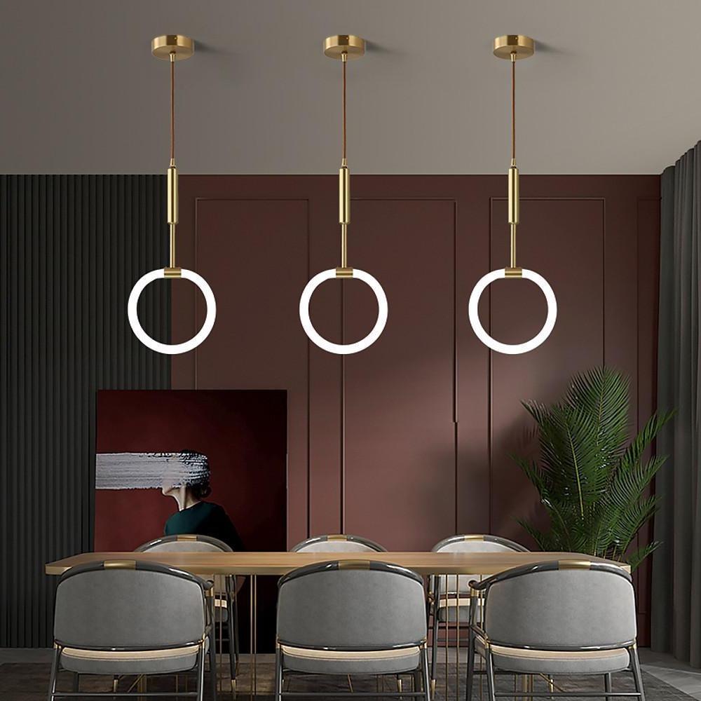 Circle LED Gold Modern Pendant Light Hanging Lamp Island Lights Chandelier-Lighom