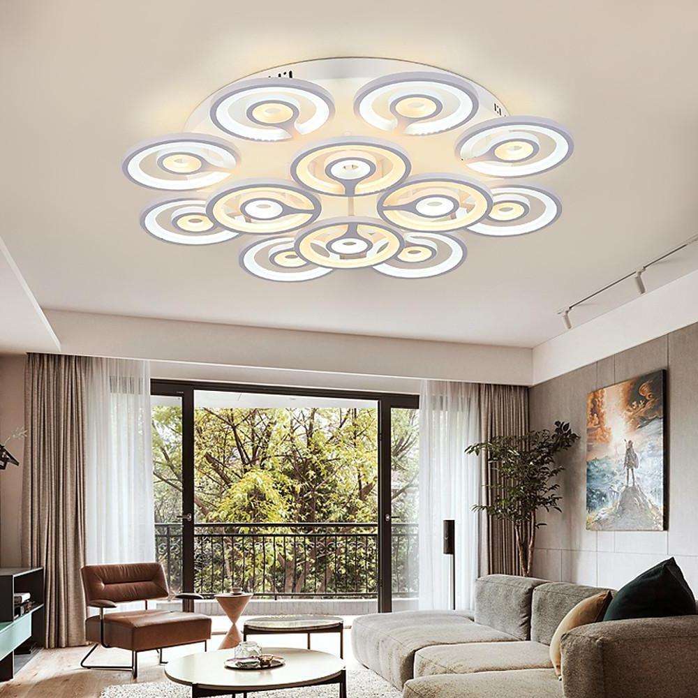 Round Flower Shaped LED Modern Flush Mount Lighting Ceiling Lights Hanging Light-Lighom