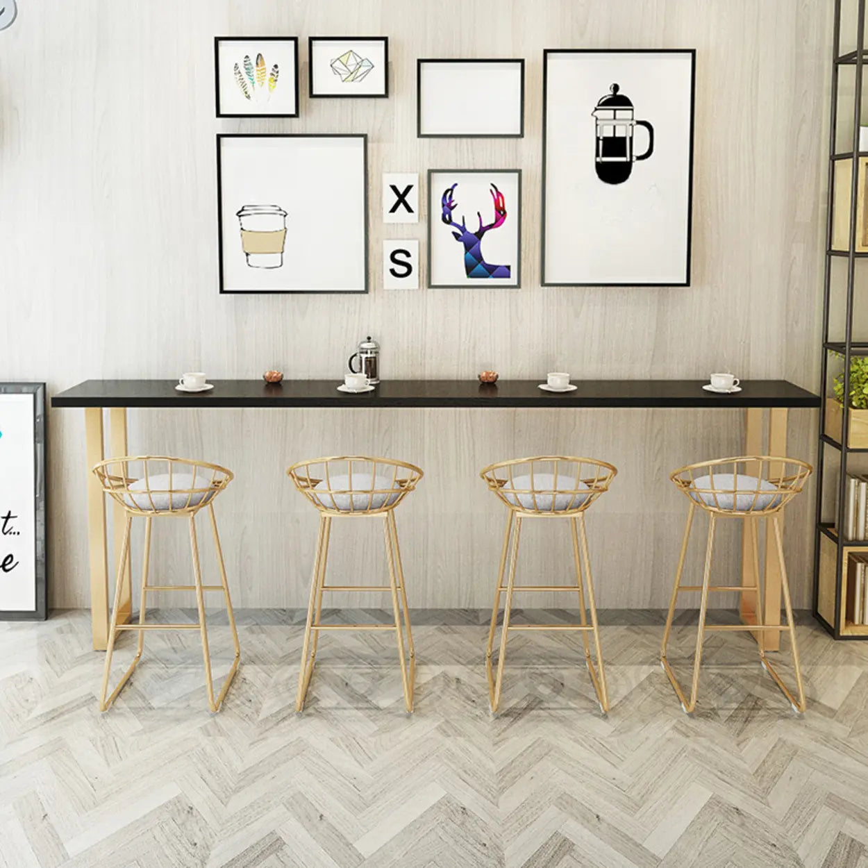 Elegant Black Rectangular Wood Dining Bar Table — Without Chairs