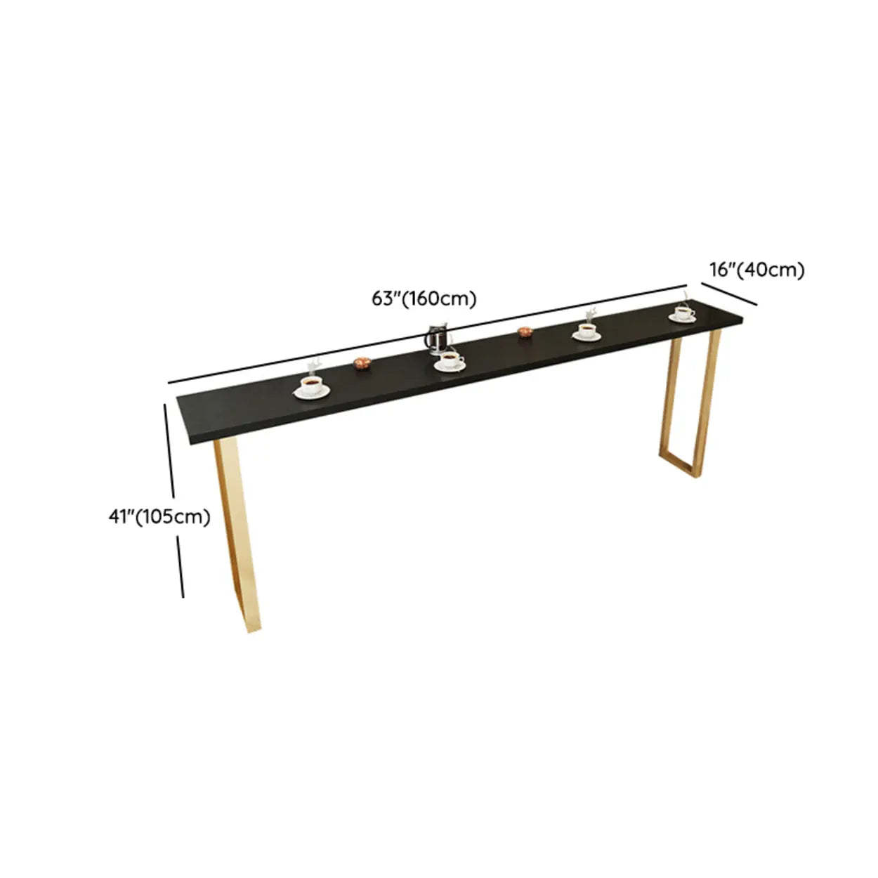 Elegant Black Rectangular Wood Dining Bar Table