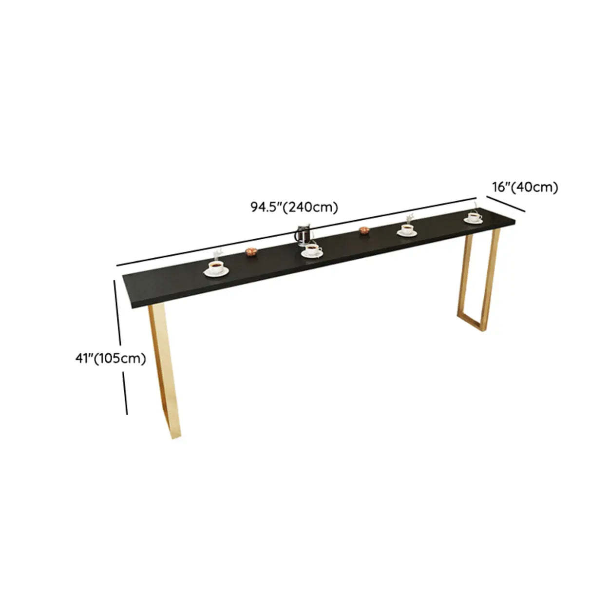 Elegant Black Rectangular Wood Dining Bar Table