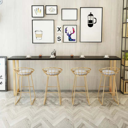 Elegant Black Rectangular Wood Dining Bar Table — Without Chairs