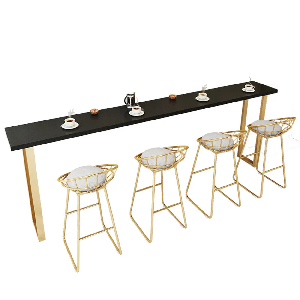 Elegant Black Rectangular Wood Dining Bar Table — Without Chairs