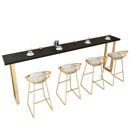 Elegant Black Rectangular Wood Dining Bar Table — Without Chairs
