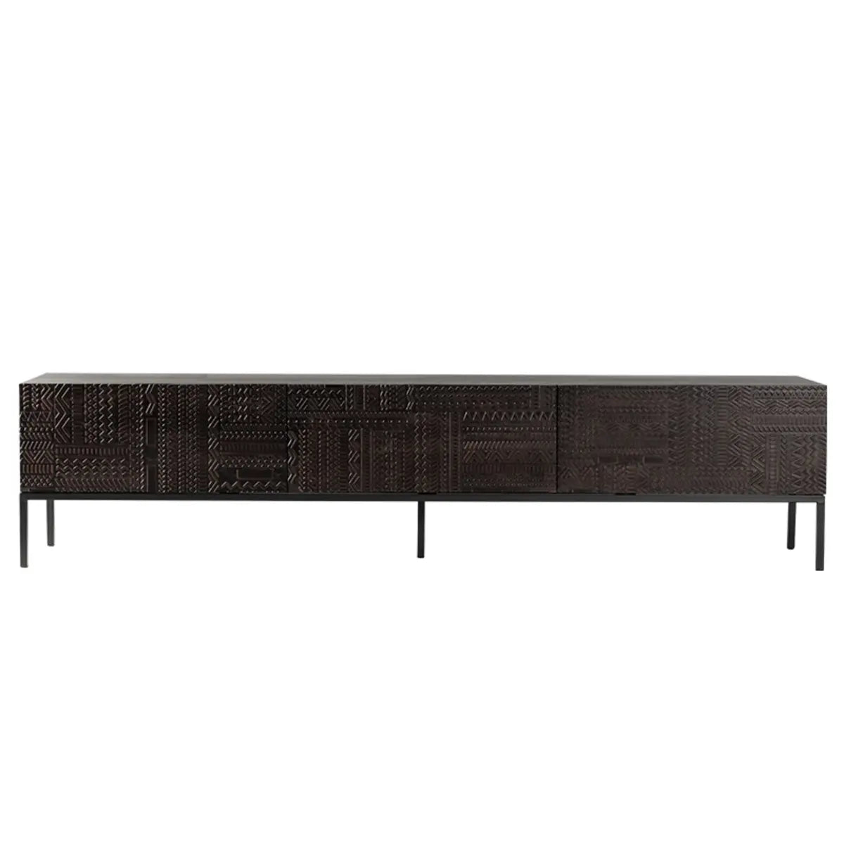 Black wood carving stand tv stands - modern — 94.5" L x 18" W x 20" H