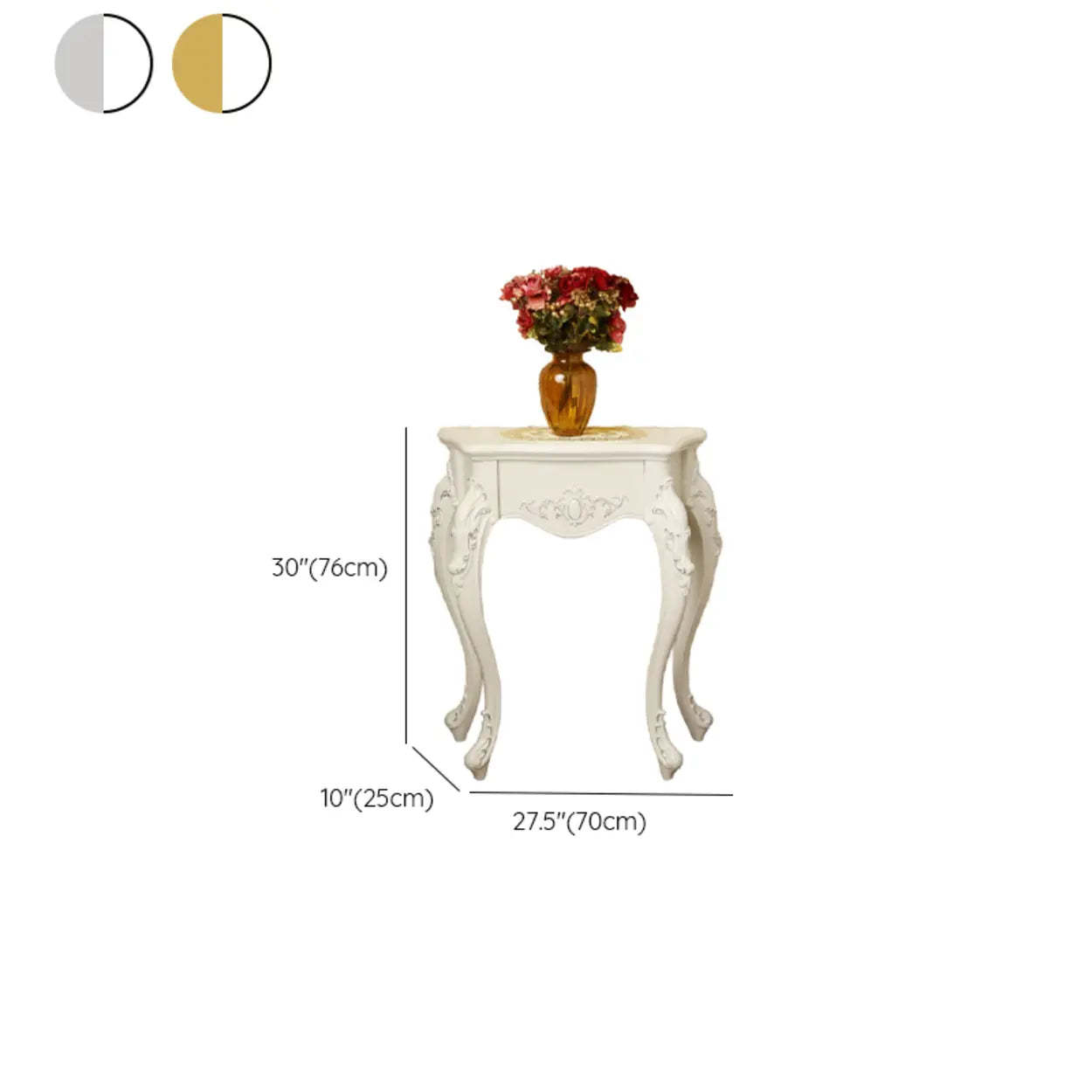 Elegant Curved Cream Wood Narrow Console Table