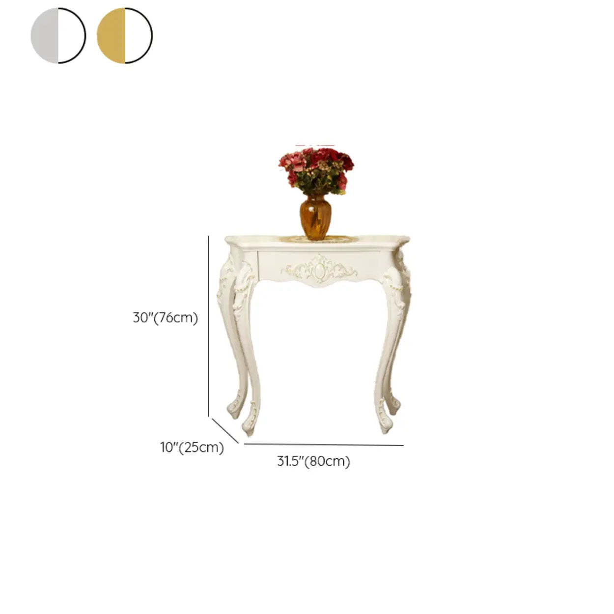 Elegant Curved Cream Wood Narrow Console Table