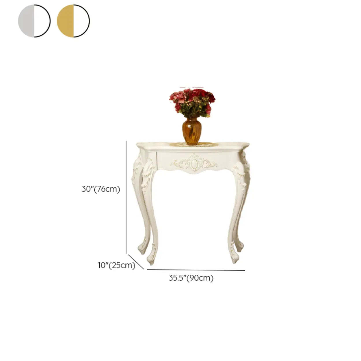 Elegant Curved Cream Wood Narrow Console Table