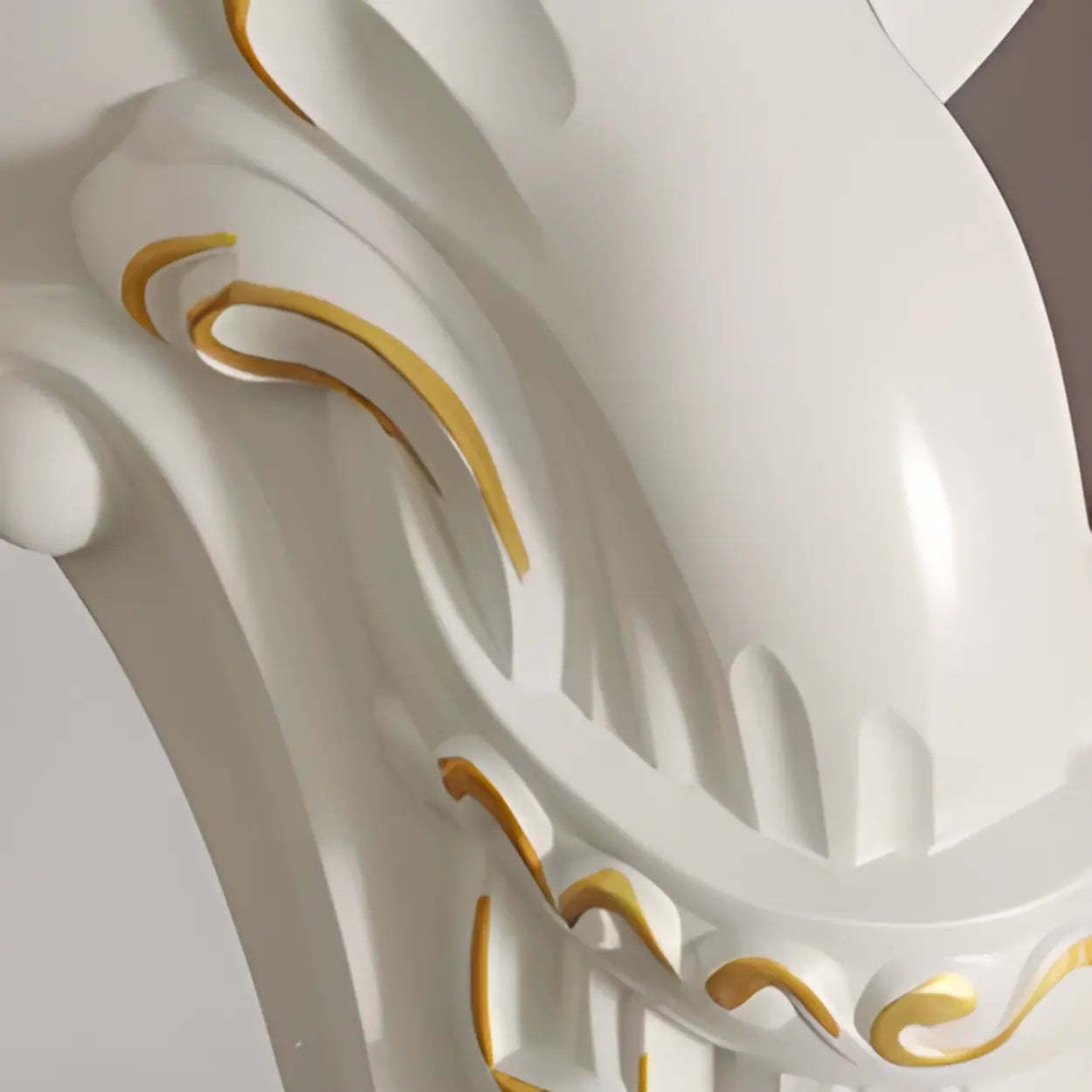 Elegant Curved Cream Wood Narrow Console Table — White-Gold