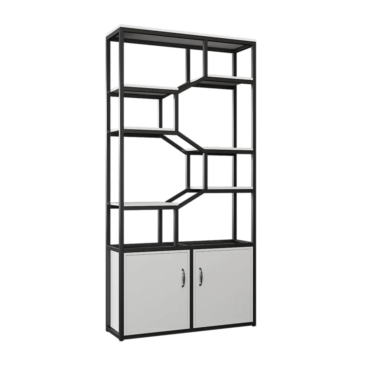 Elegant Geometric Black Metal Display Cabinet