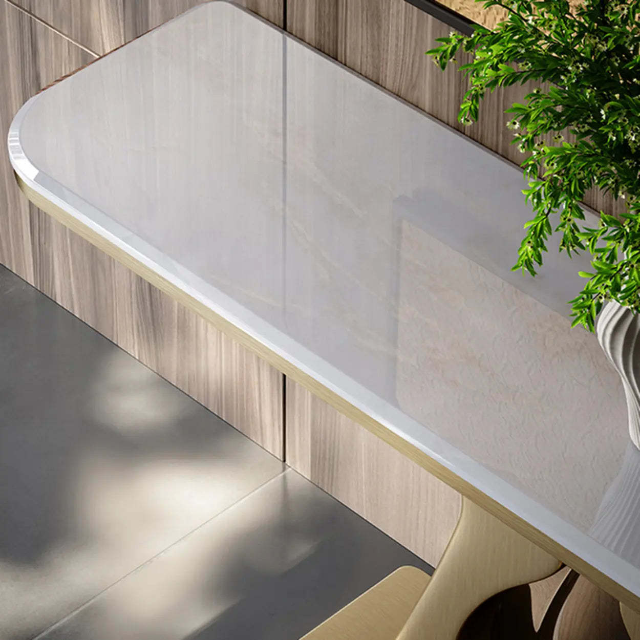 Elegant Gold Base Marble Rectangular Console Table — Black/ White