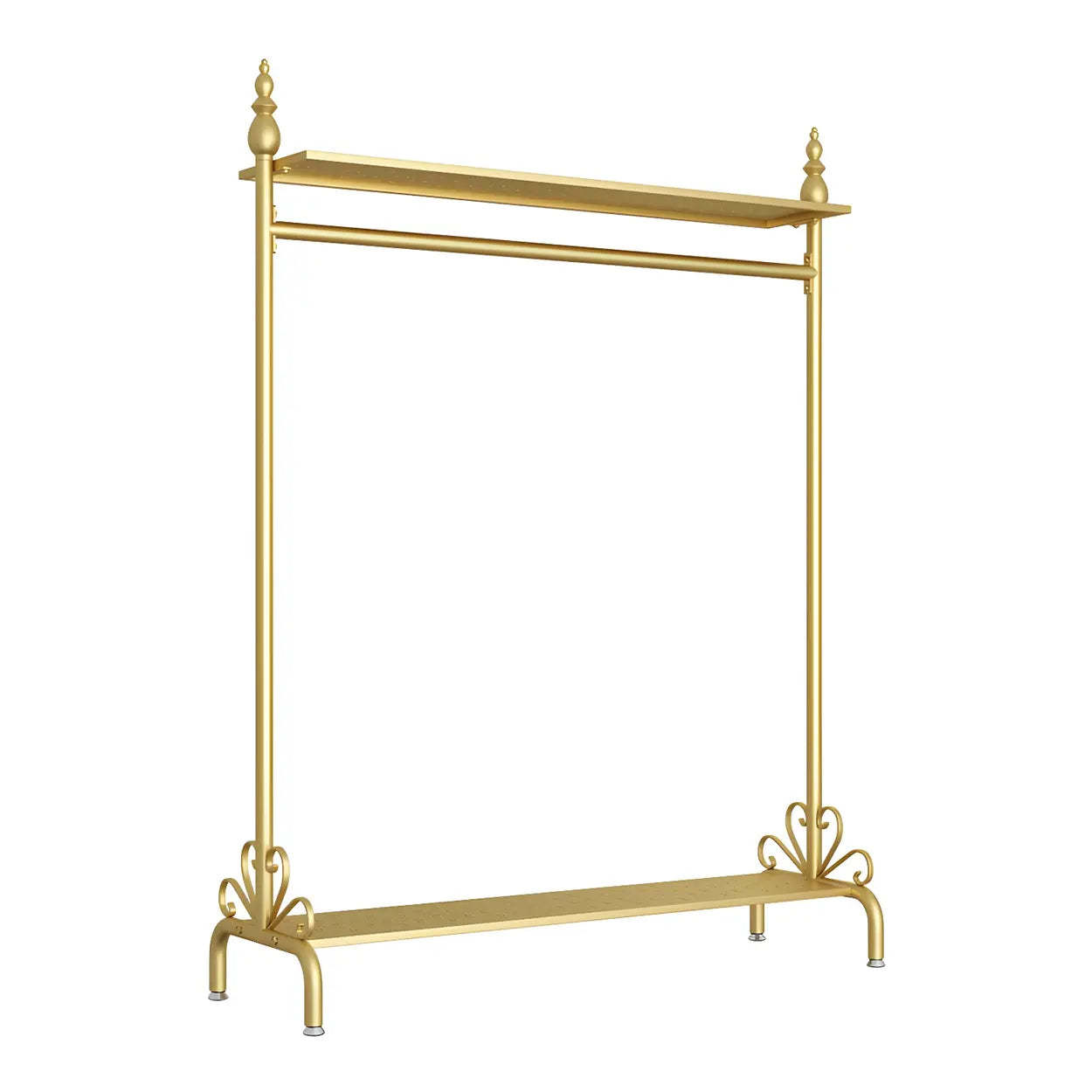 Metal Freestanding Coat Rack with Shelves — White