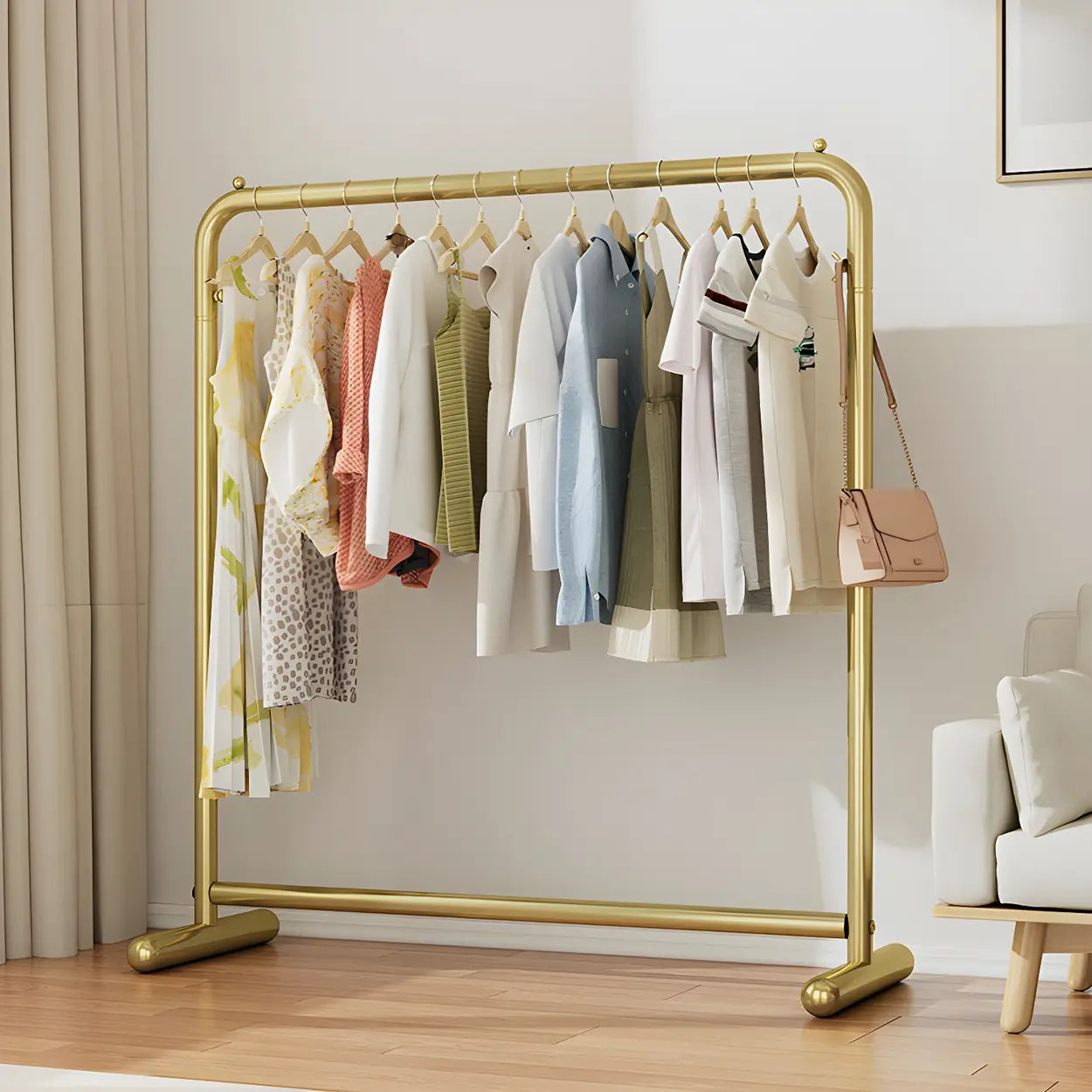Gold Metal Freestanding Coat Rack