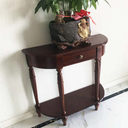 Elegant Half-Moon Cherry Wood Console Table — Cherry Wood