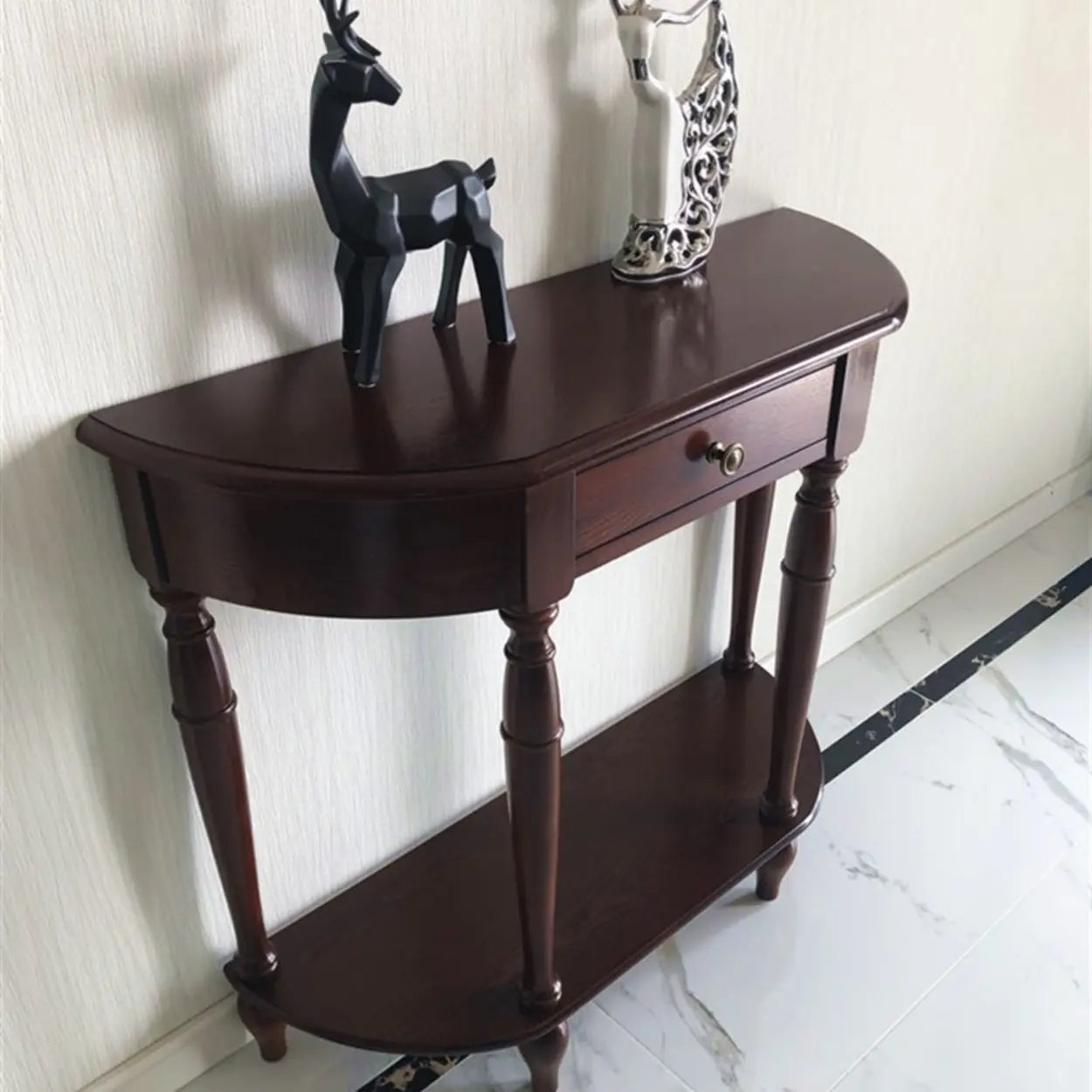 Elegant Half-Moon Cherry Wood Console Table — Cherry Wood
