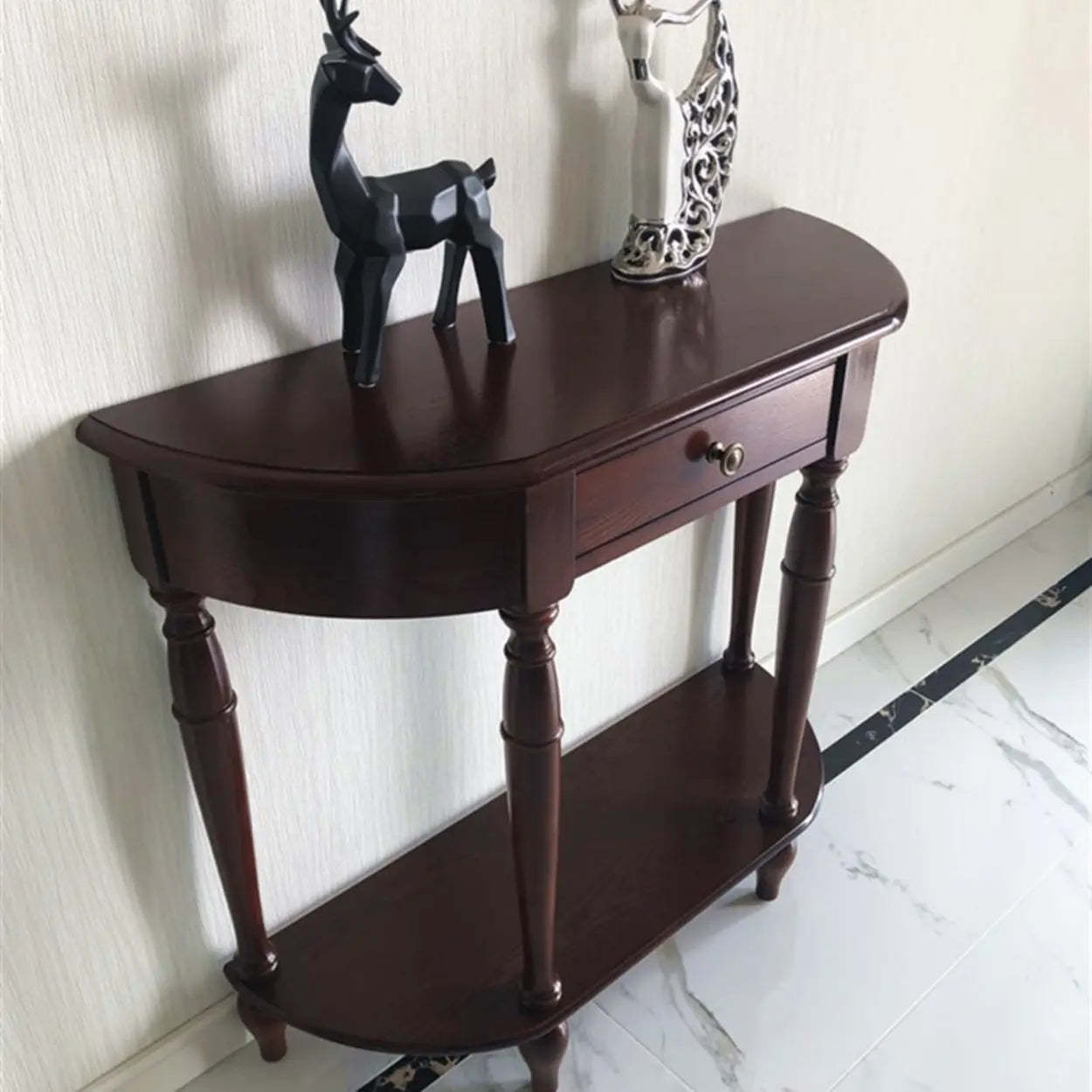 Elegant Half-Moon Cherry Wood Console Table — Cherry Wood