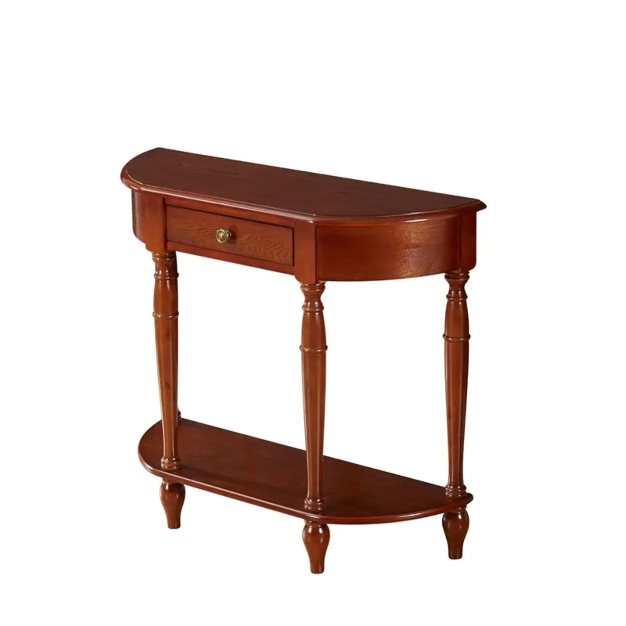 Elegant Half-Moon Cherry Wood Console Table — Dark Walnut