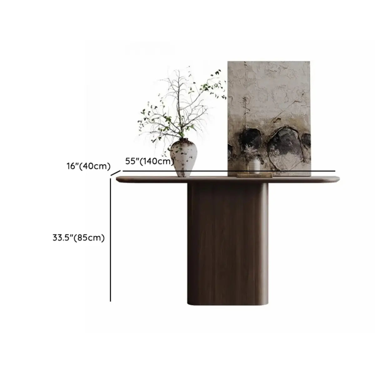 Elegant Half Moon Wood Pedestal Console Table